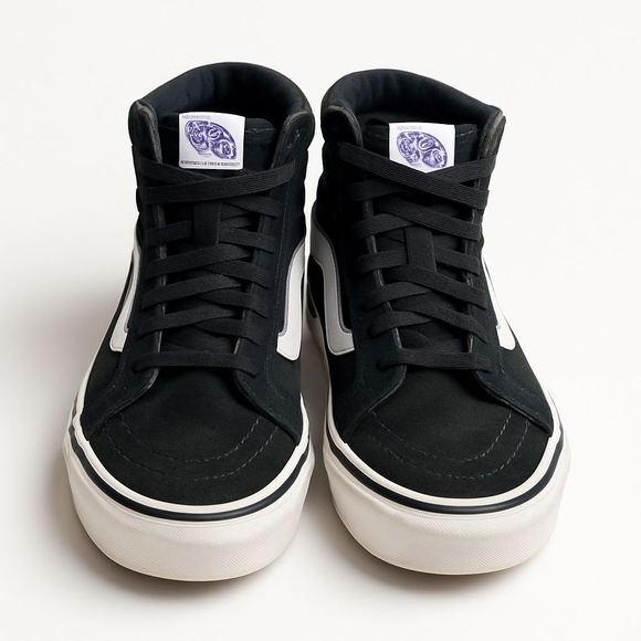 Vans Hi-Top Black and Checkerboard (Unisex)  Sneakers - Picture 2 of 8